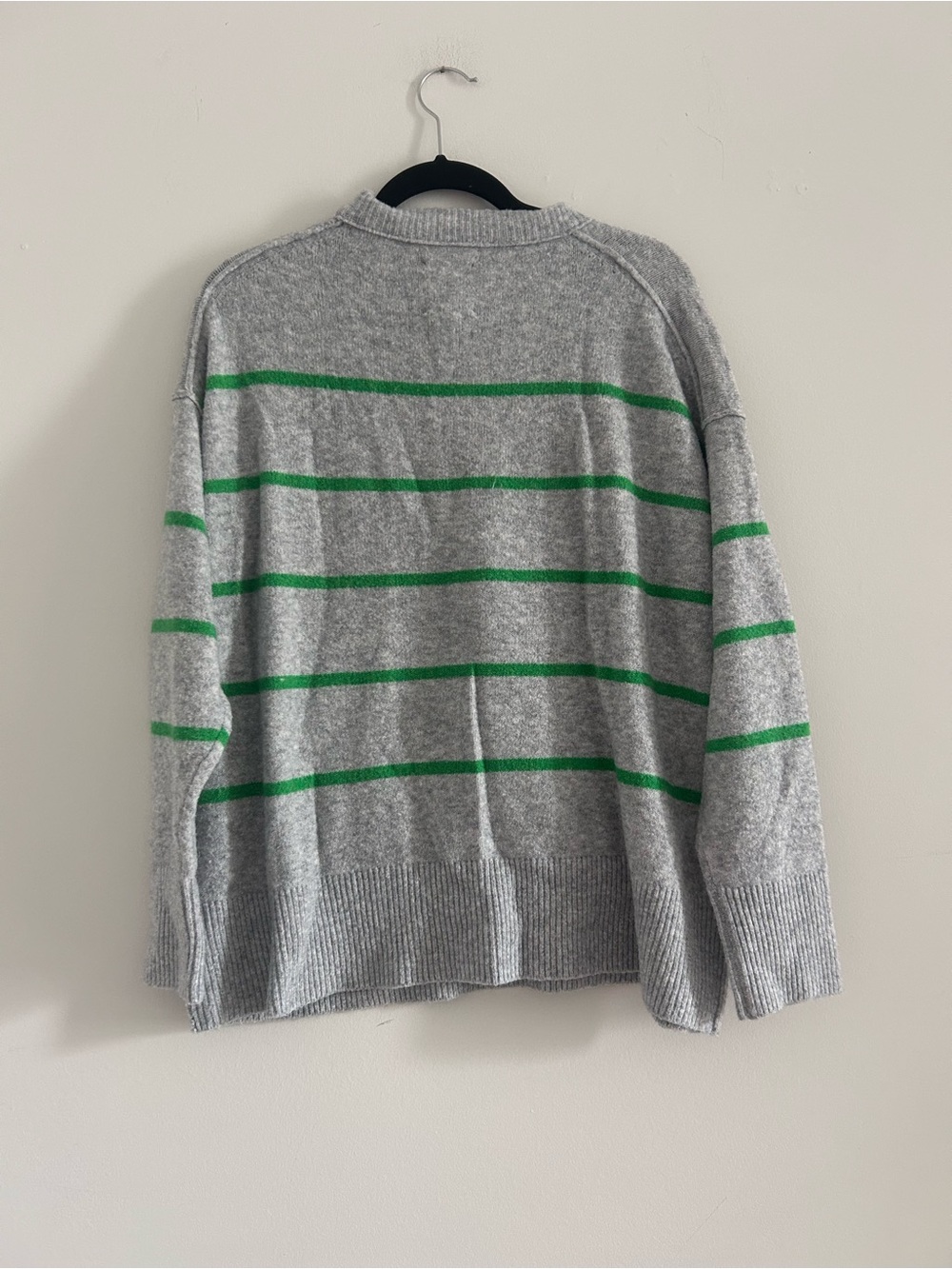 aerie Gray Crewneck Sweater with Green Stripe - Picture 7 of 8